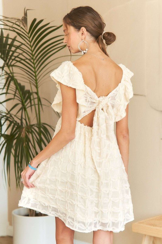 ADORA Tie Back V - Neck Ruffle Sleeve Dress - BlissfulBody.Boutique