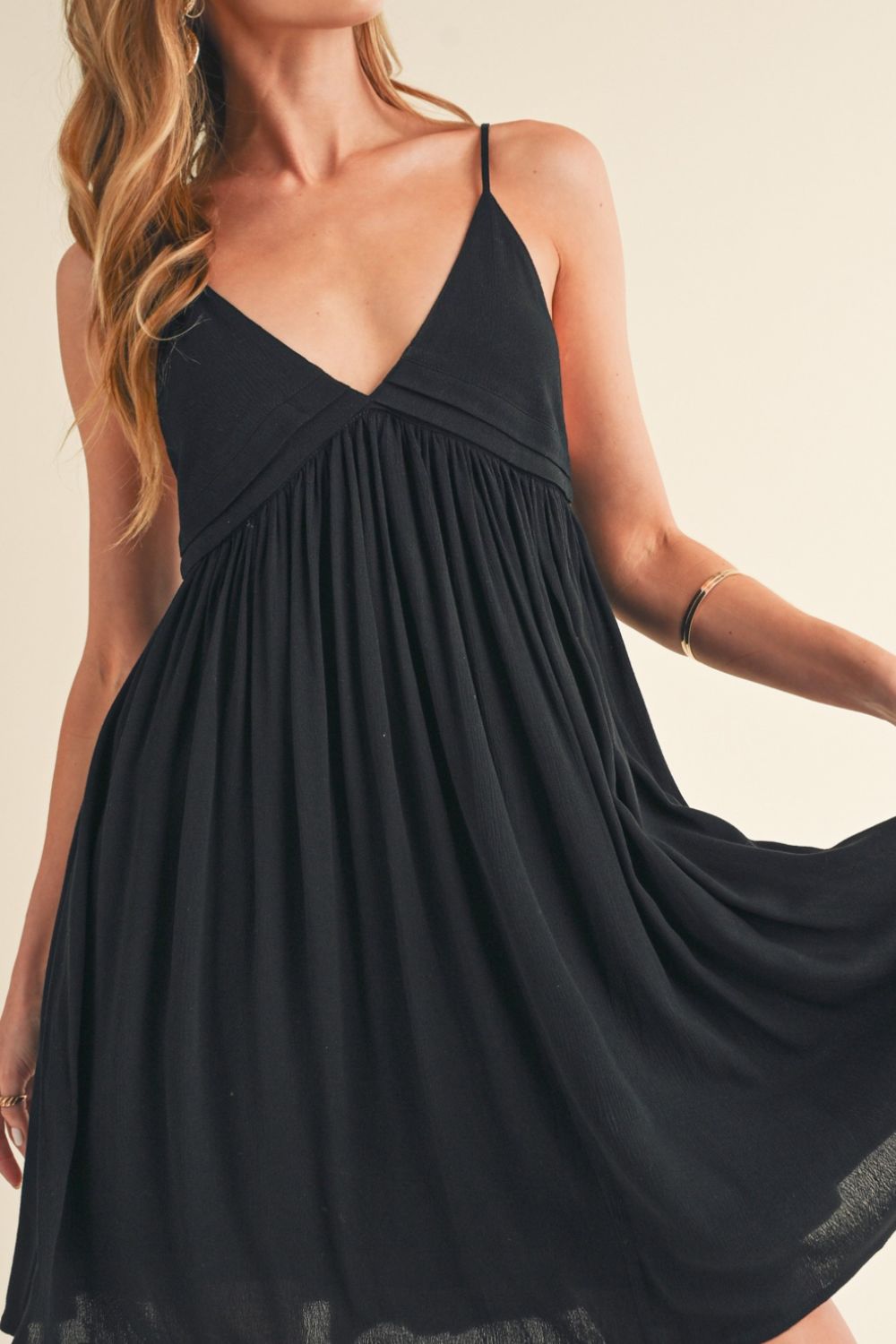 Aemi + Co Ruched Plunge Mini Cami Dress - BlissfulBody.Boutique