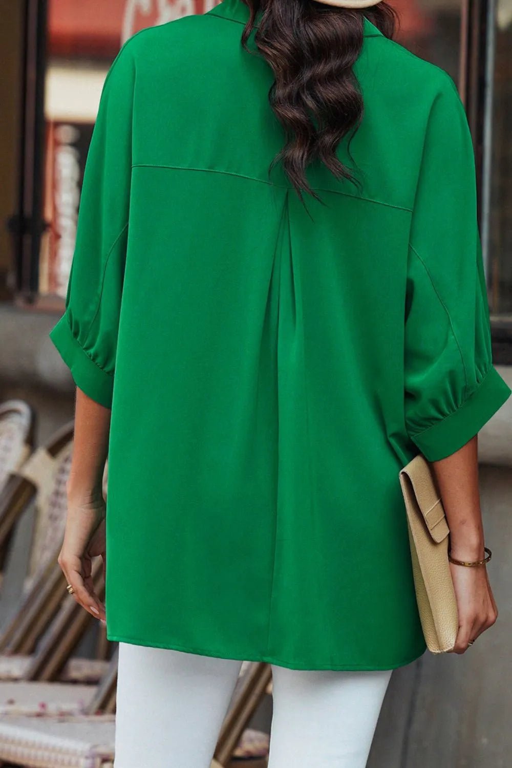 Collared Neck Three - Quarter Sleeve Shirt - BlissfulBody.Boutique