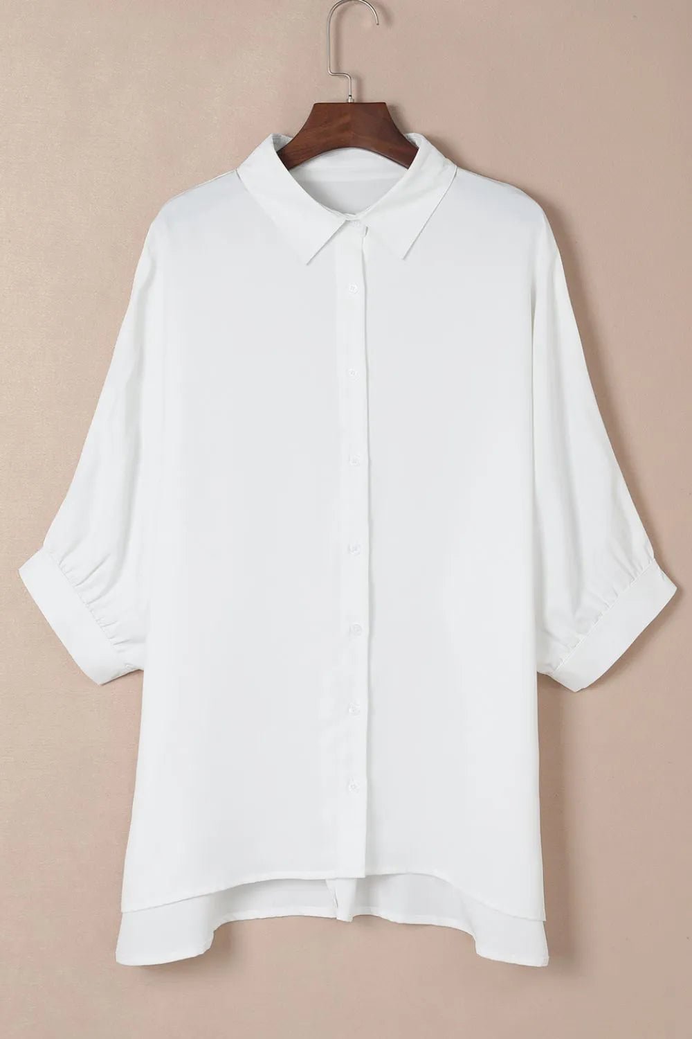 Collared Neck Three - Quarter Sleeve Shirt - BlissfulBody.Boutique