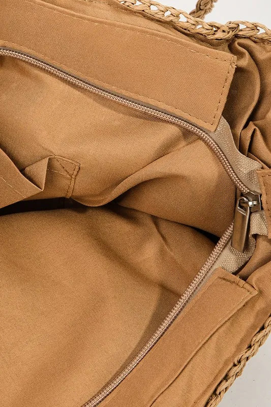 Fame Square Braided Pattern Tote Bag - BlissfulBody.Boutique