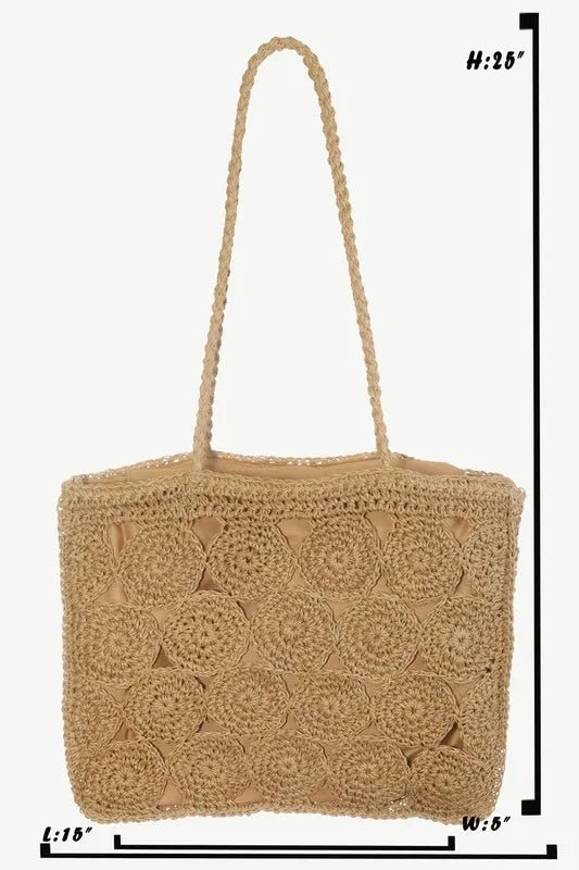 Fame Square Braided Pattern Tote Bag - BlissfulBody.Boutique