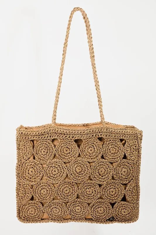 Fame Square Braided Pattern Tote Bag - BlissfulBody.Boutique
