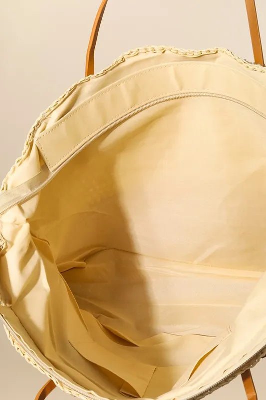 Fame Straw Braided Beach Tote Bag - BlissfulBody.Boutique