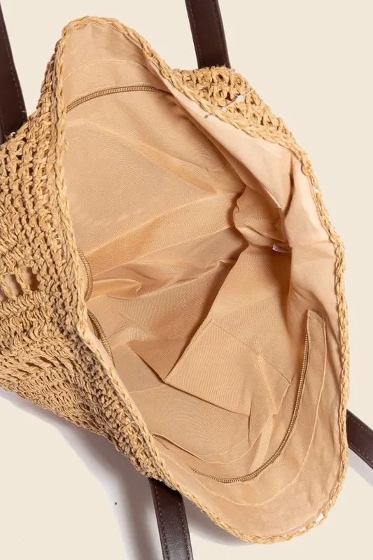 Fame Straw Braided Rounded Tote Bag - BlissfulBody.Boutique