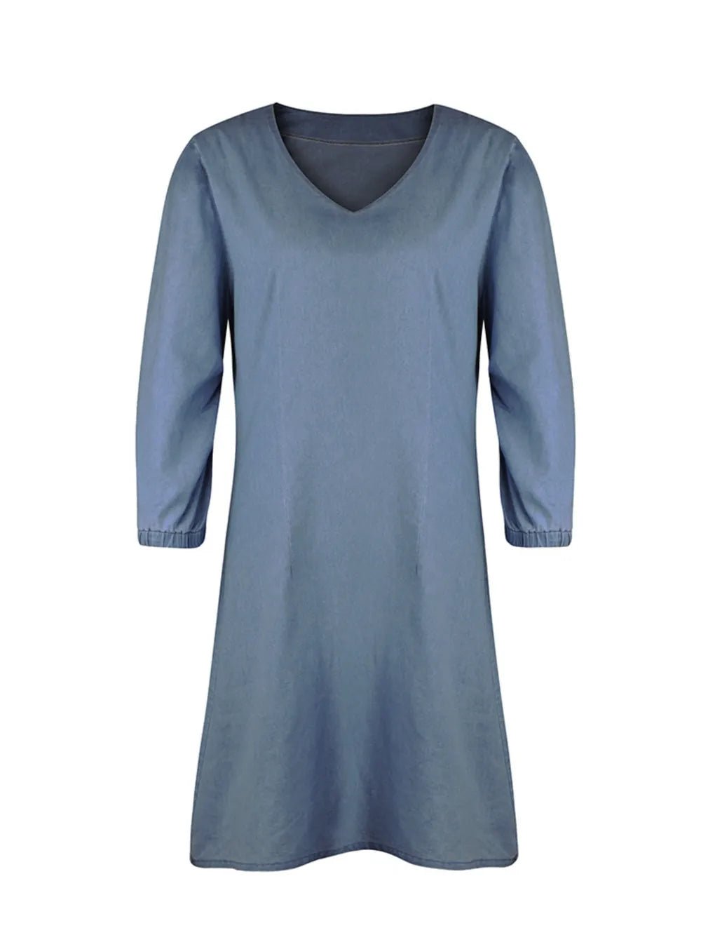 Full Size V - Neck Half Sleeve Dress - BlissfulBody.Boutique