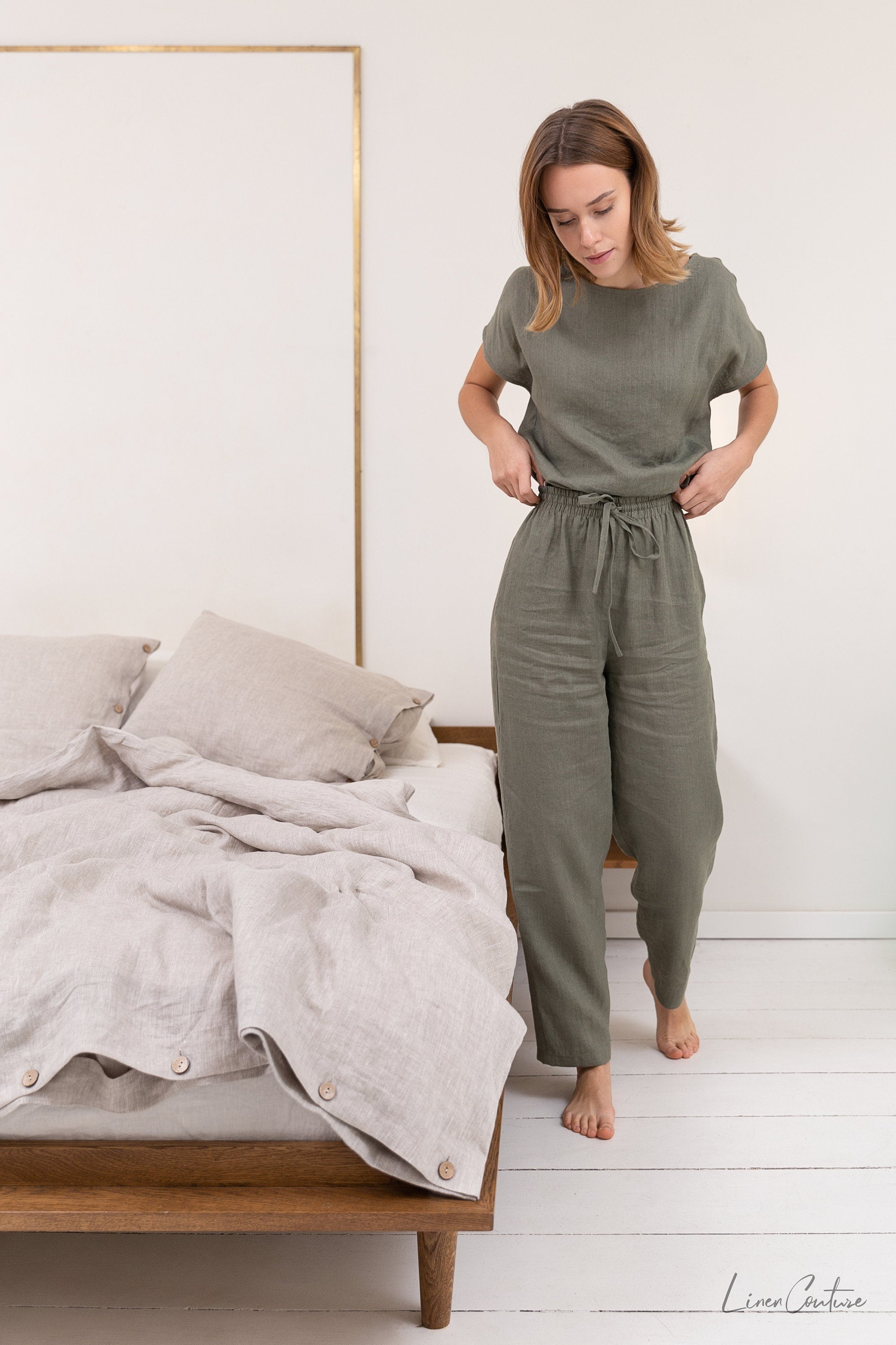 Safari Green Linen Lounge Set