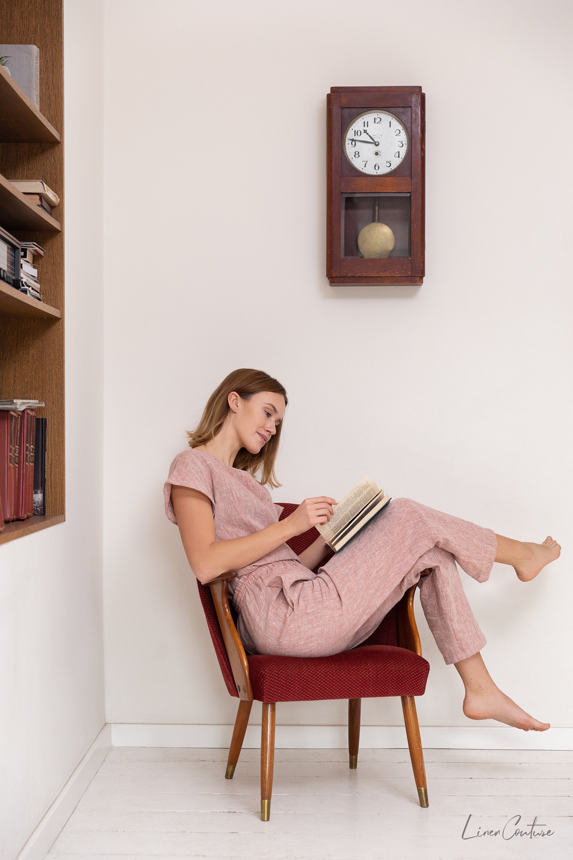 Burgundy Linen Lounge Set