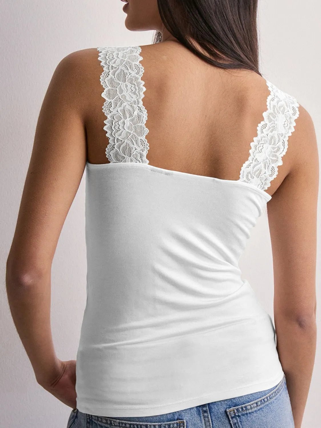 Lace Detail Wide Strap Tank - BlissfulBody.Boutique