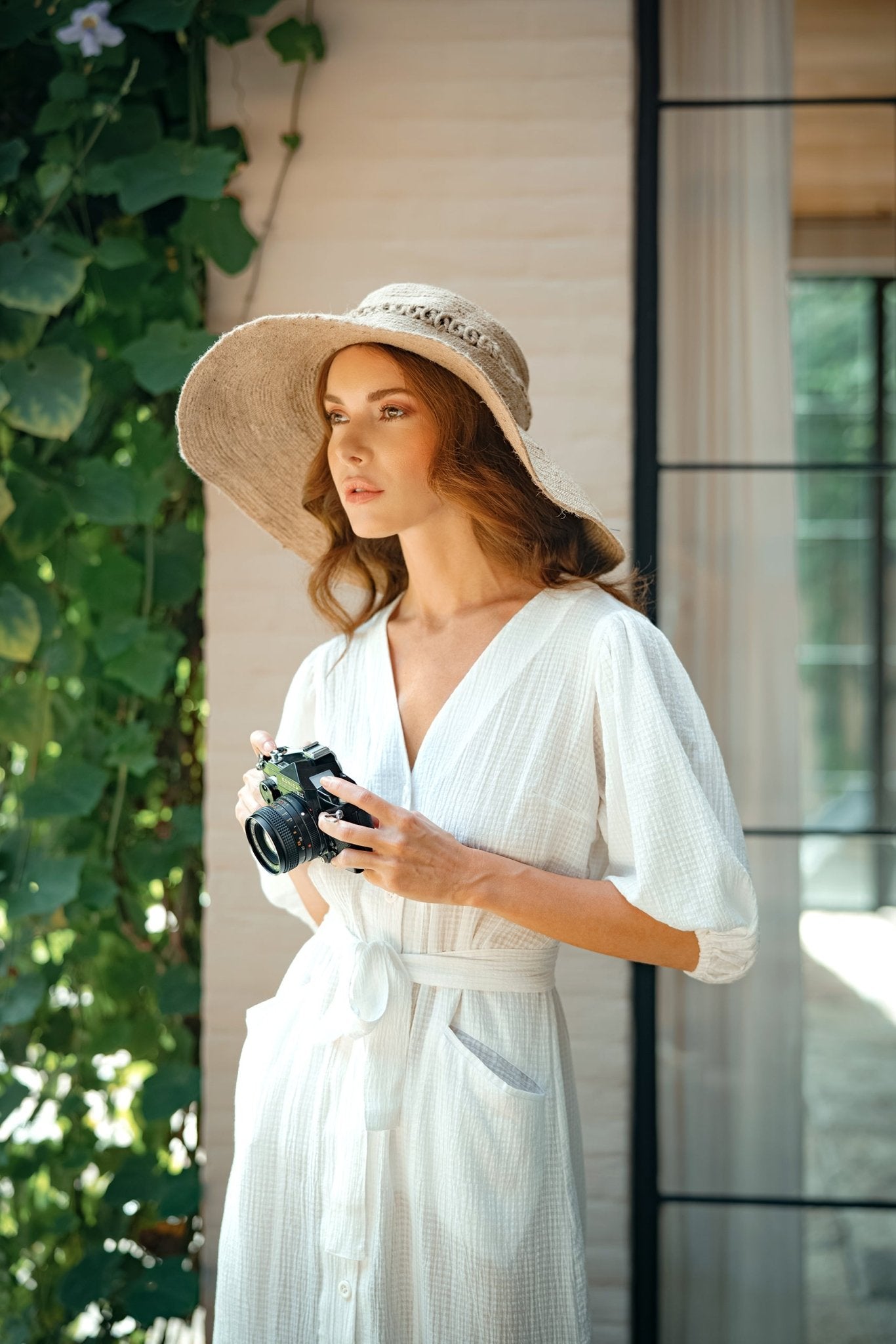 Meghan Crinkle Midi Dress, in Off - White - BlissfulBody.Boutique
