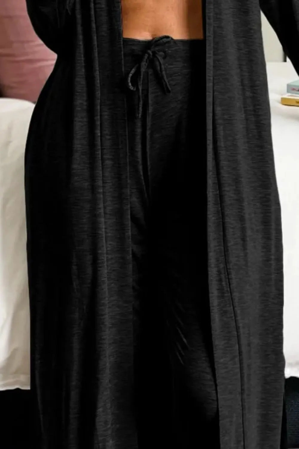 Open Front Long Sleeve Cardigan and Pants Lounge Set - BlissfulBody.Boutique