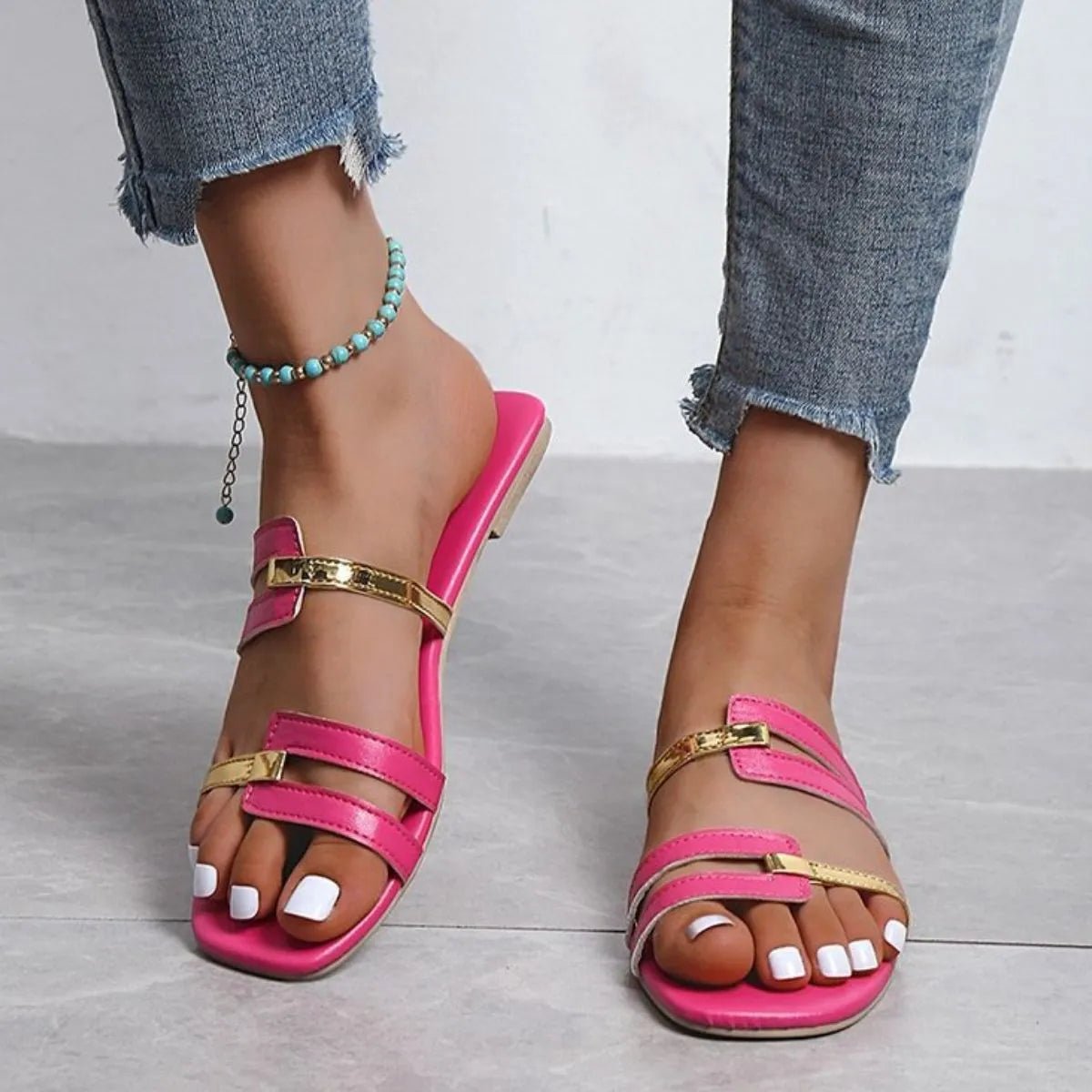 Open Toe Flats Sandals - BlissfulBody.Boutique