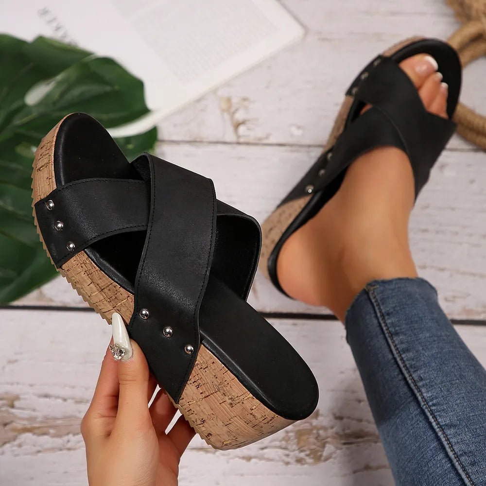 Open Toe Wedge Sandals - BlissfulBody.Boutique