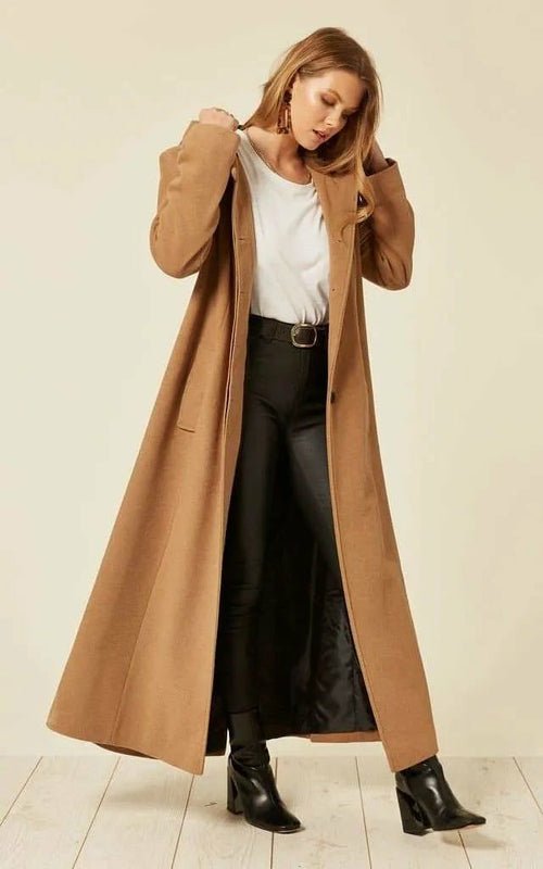Oversized Wool Blend Hooded Long Coat (1716) - BlissfulBody.Boutique