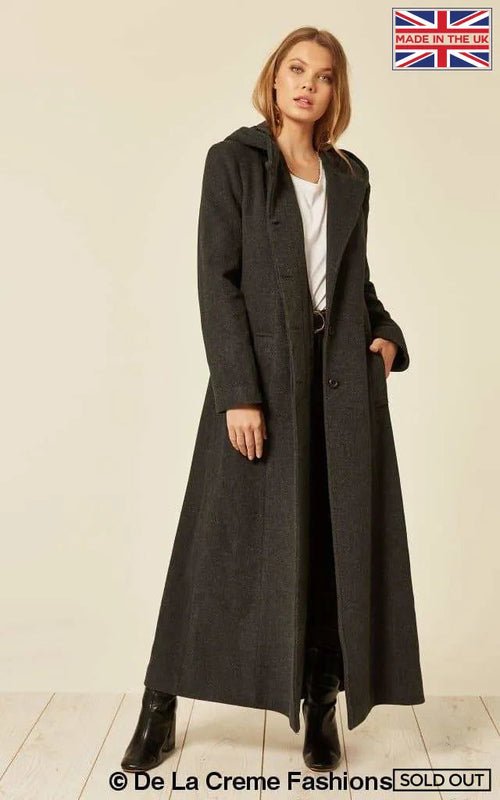 Oversized Wool Blend Hooded Long Coat (1716) - BlissfulBody.Boutique