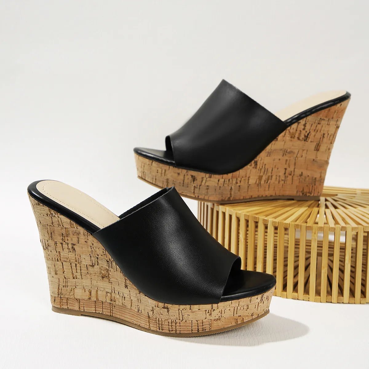 Peep Toe Wedge Sandals - BlissfulBody.Boutique