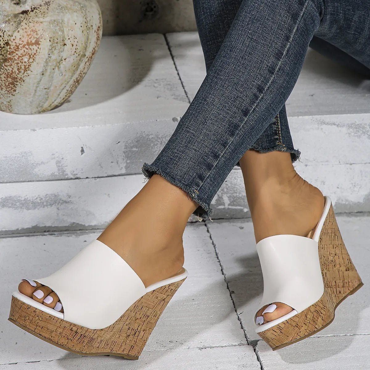 Peep Toe Wedge Sandals - BlissfulBody.Boutique