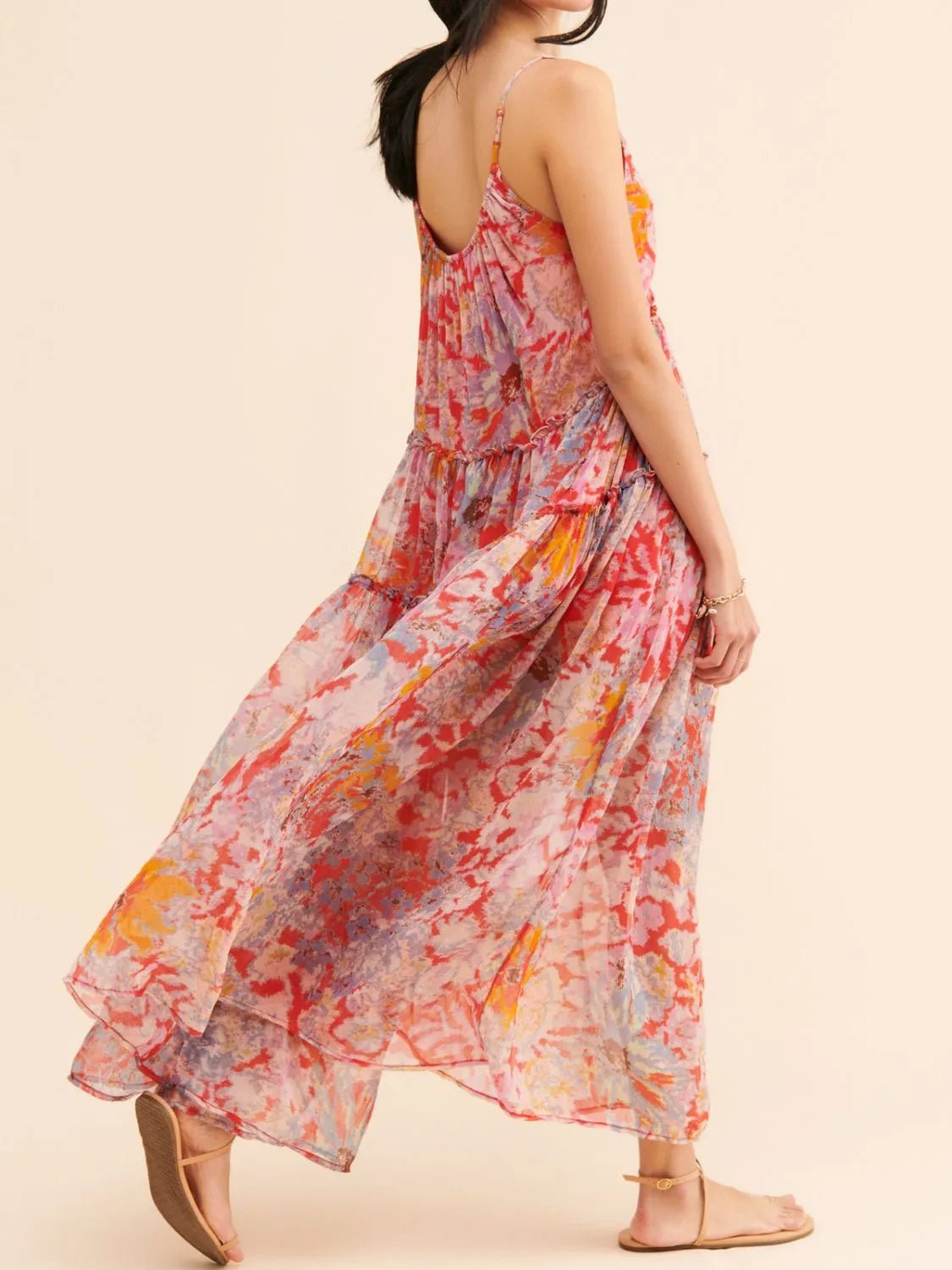 Printed V - Neck Sleeveless Dress - BlissfulBody.Boutique