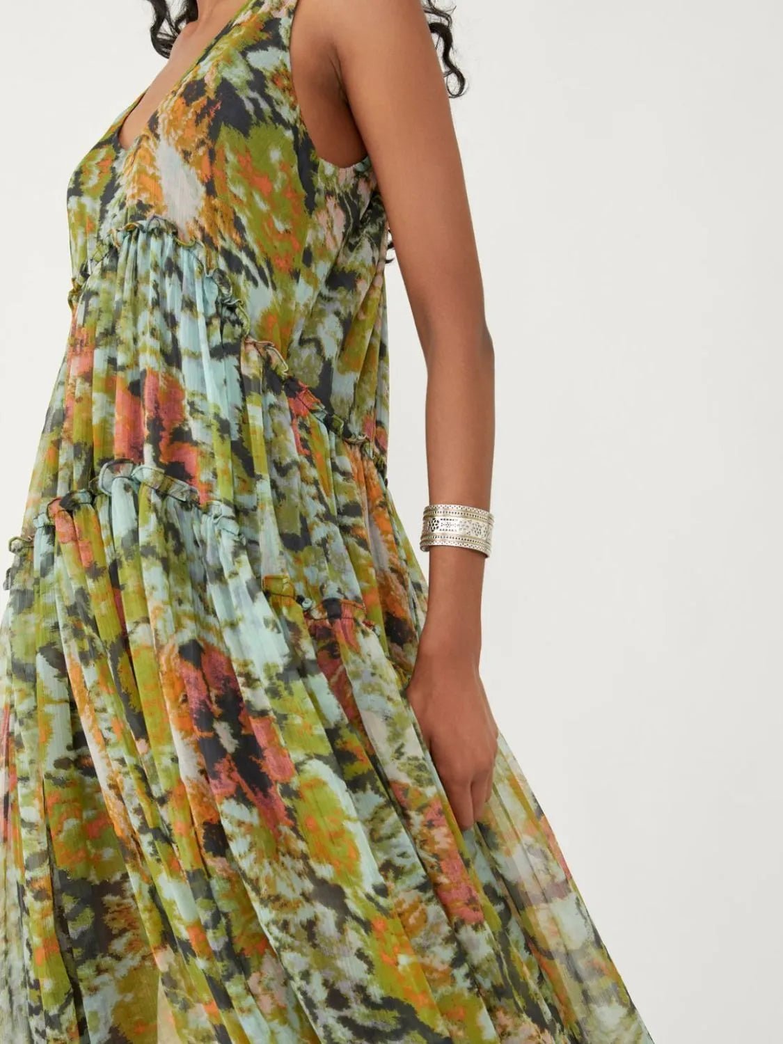Printed V - Neck Sleeveless Dress - BlissfulBody.Boutique