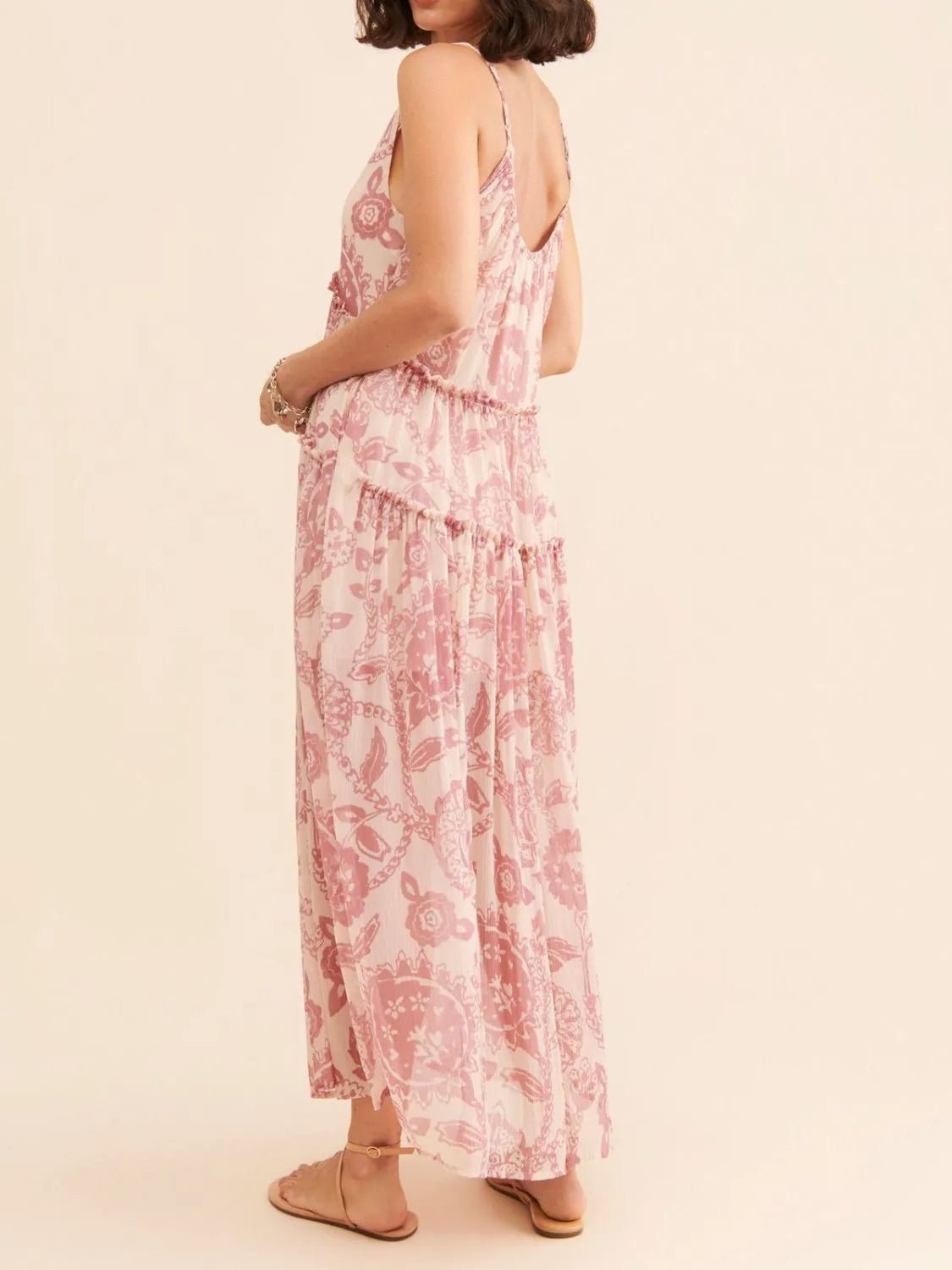 Printed V - Neck Sleeveless Dress - BlissfulBody.Boutique