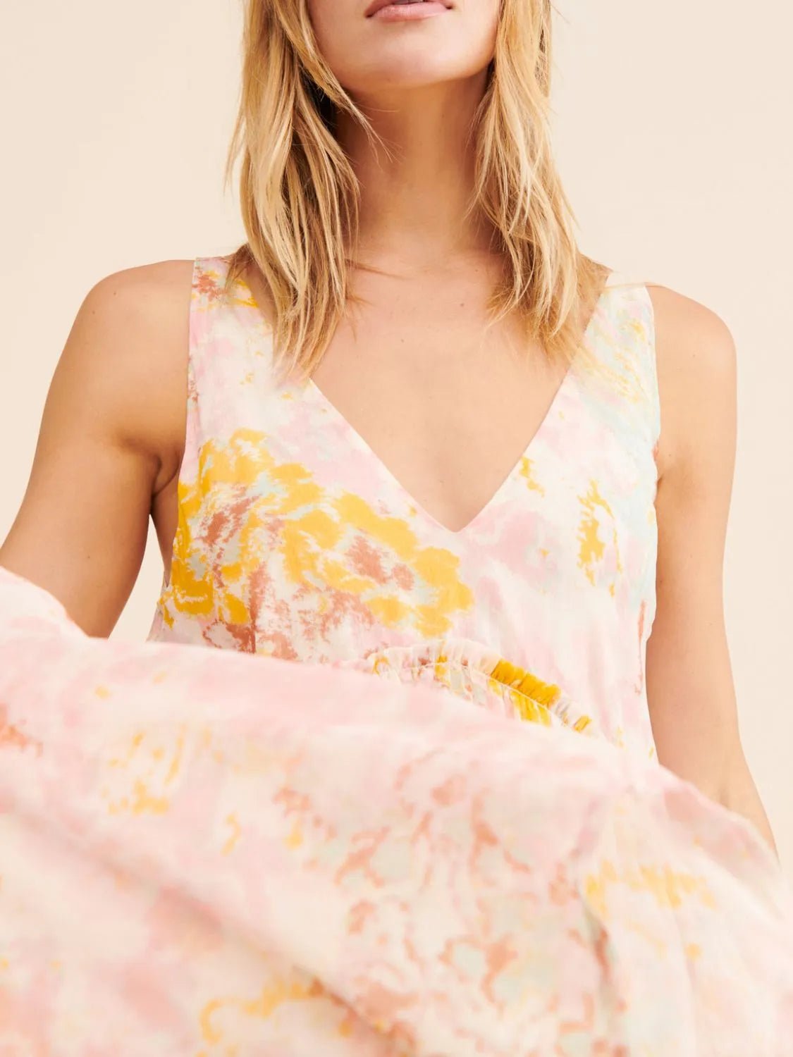Printed V - Neck Sleeveless Dress - BlissfulBody.Boutique