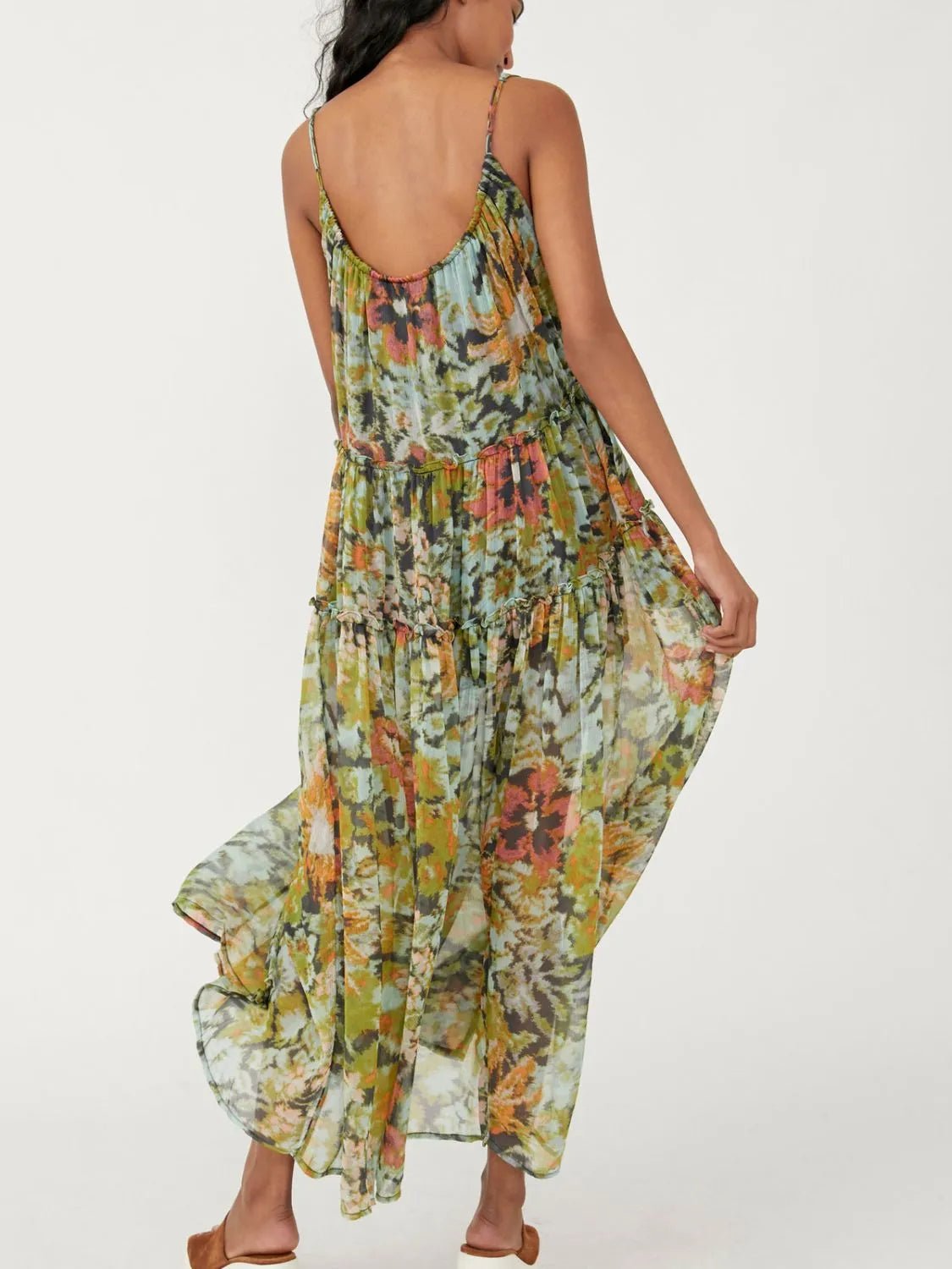 Printed V - Neck Sleeveless Dress - BlissfulBody.Boutique