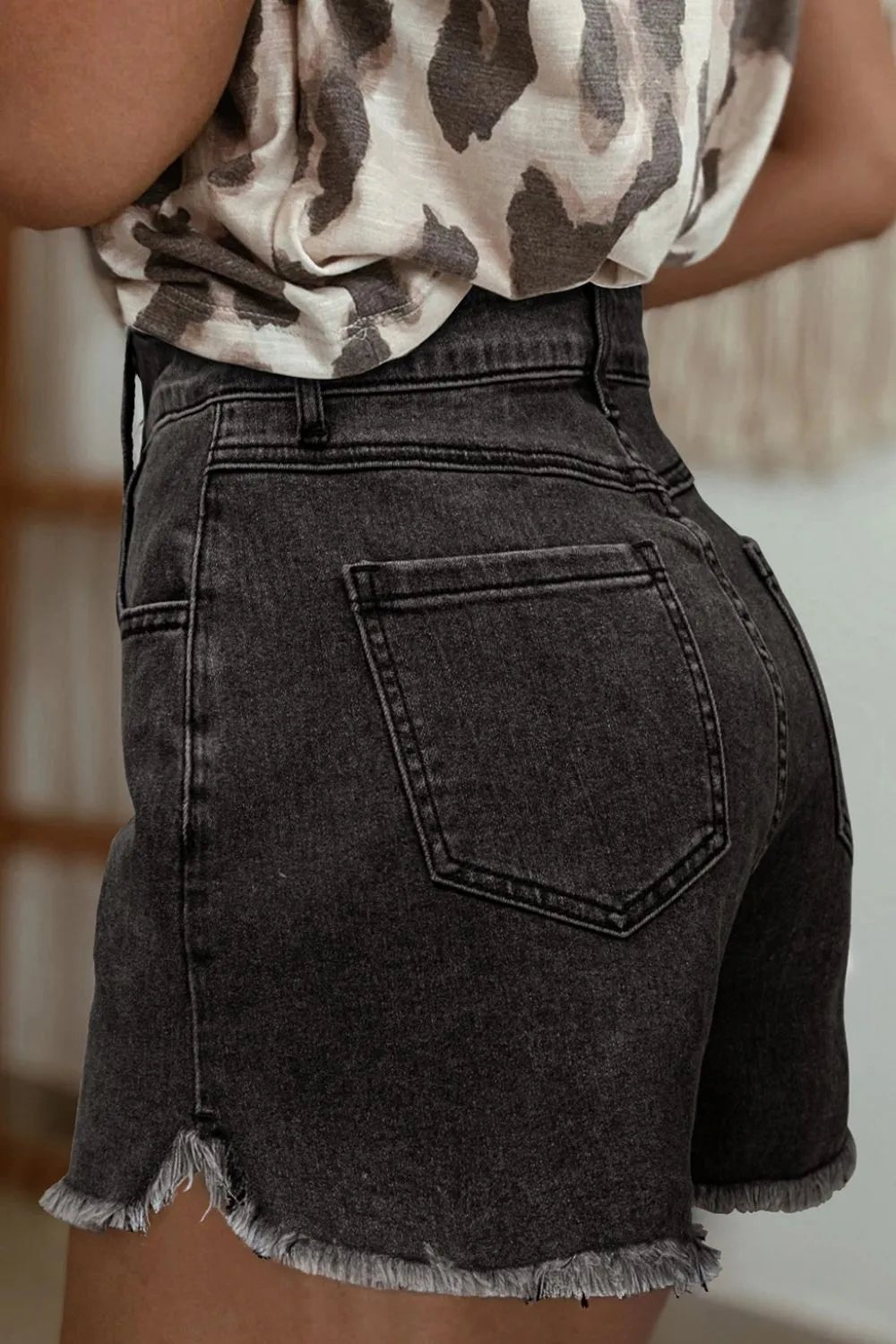 Raw Hem High Waist Denim Shorts - BlissfulBody.Boutique