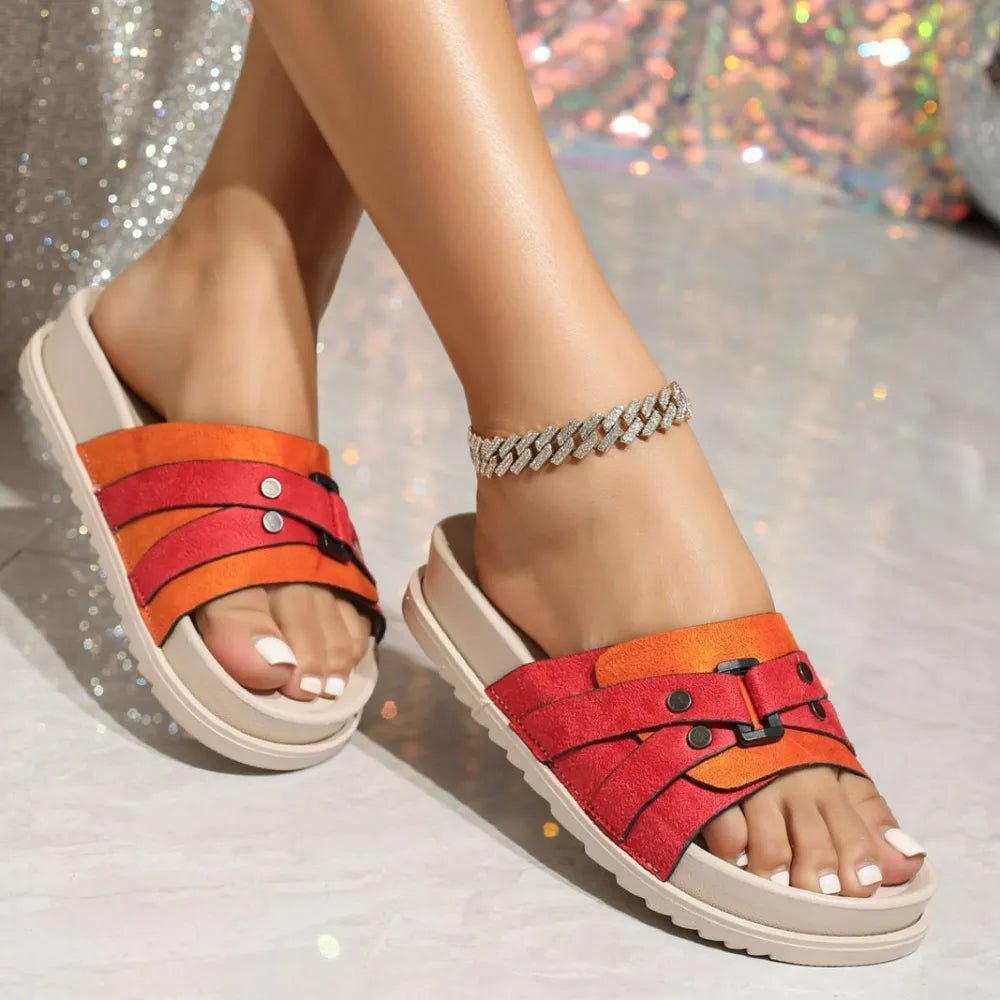 Round Toe Flats Sandals - BlissfulBody.Boutique