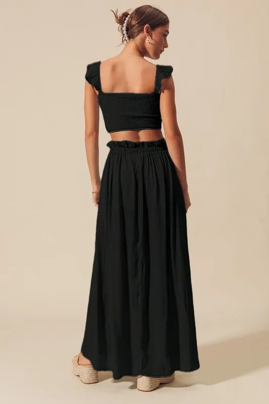 SO ME Smocked Top and Flowy Maxi Skirt Set - BlissfulBody.Boutique