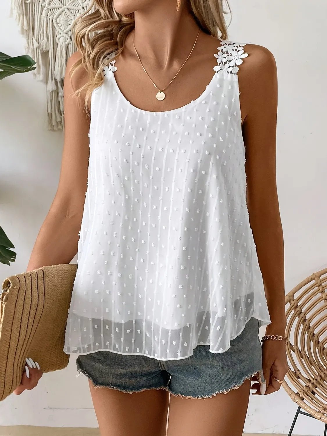 Swiss Dot Scoop Neck Cami - BlissfulBody.Boutique
