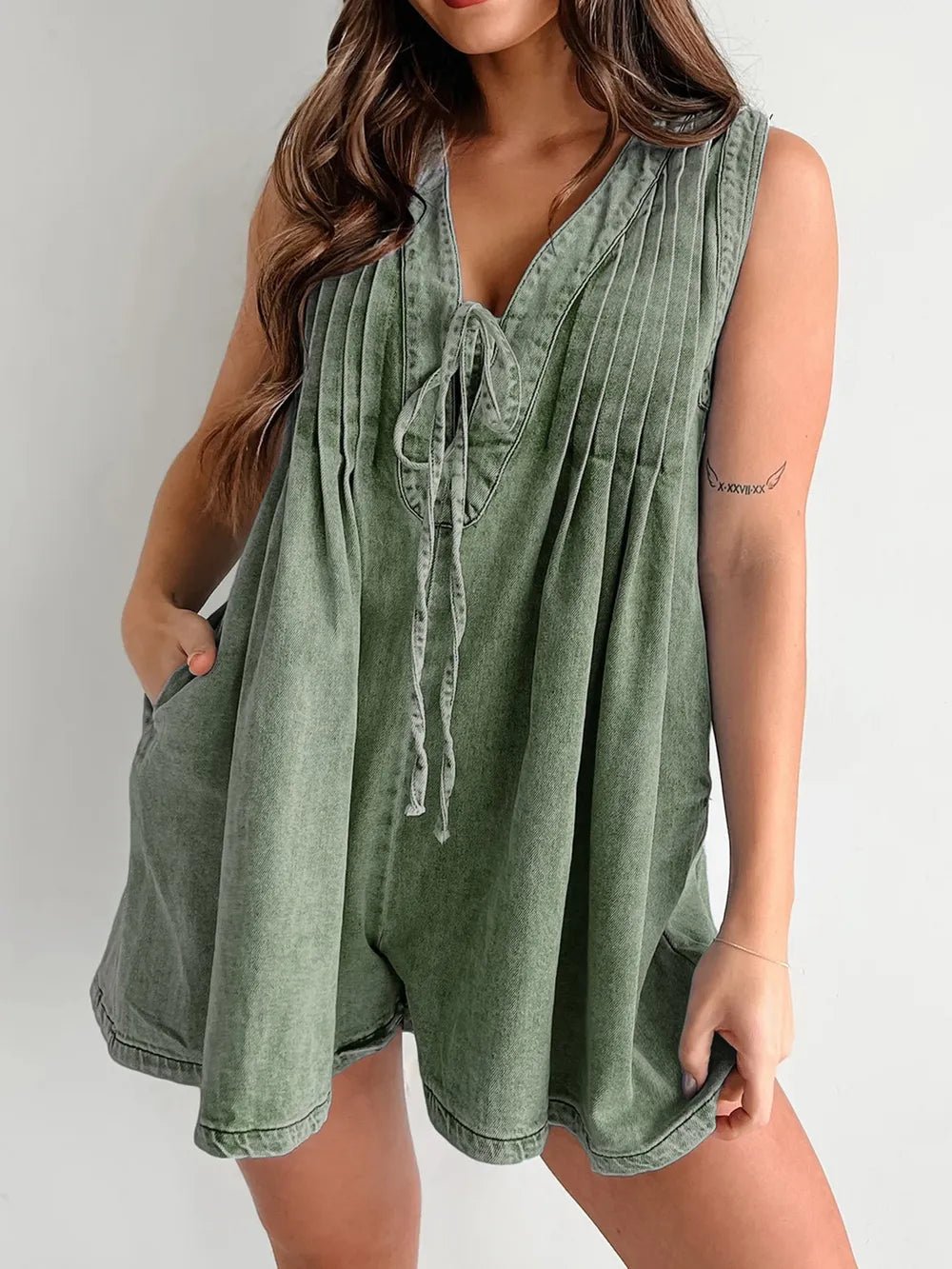 Tied Romper with Pockets - BlissfulBody.Boutique