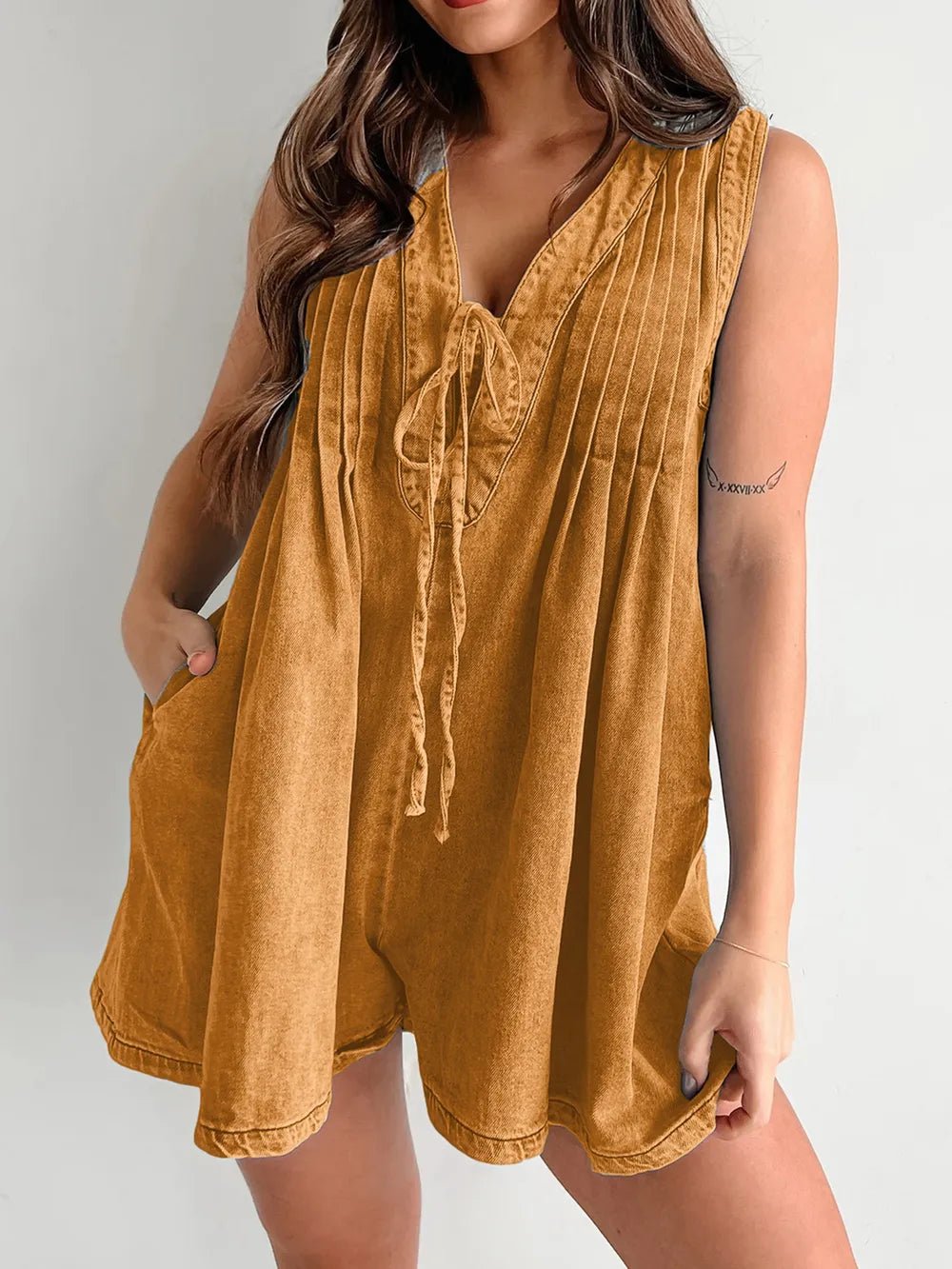 Tied Romper with Pockets - BlissfulBody.Boutique
