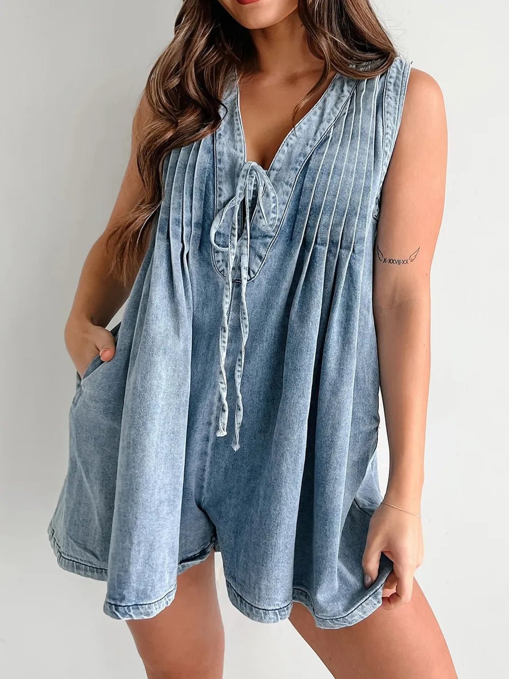 Tied Romper with Pockets - BlissfulBody.Boutique