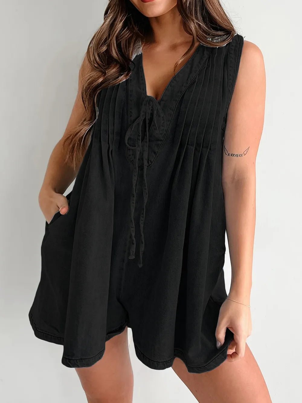 Tied Romper with Pockets - BlissfulBody.Boutique