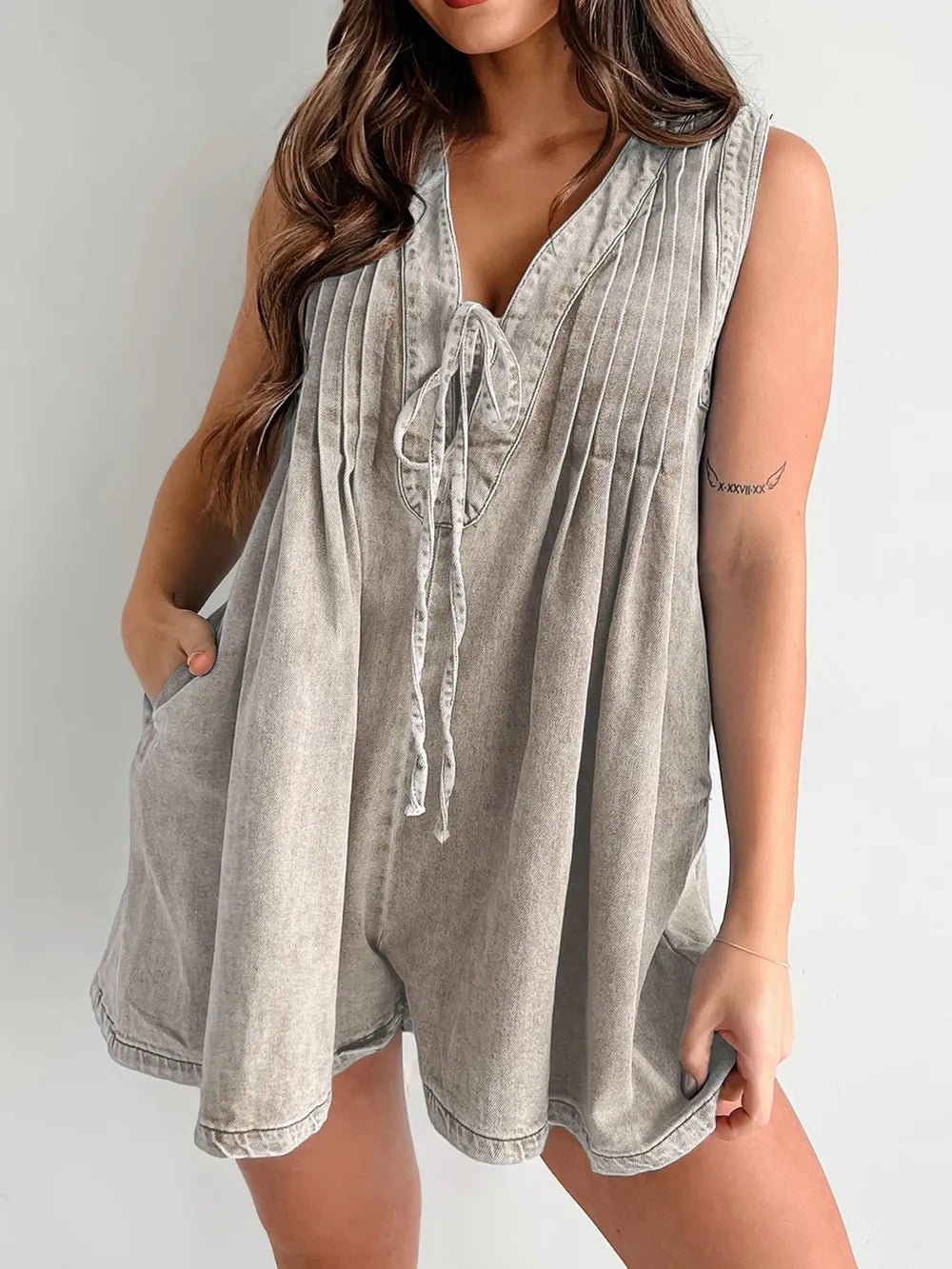 Tied Romper with Pockets - BlissfulBody.Boutique