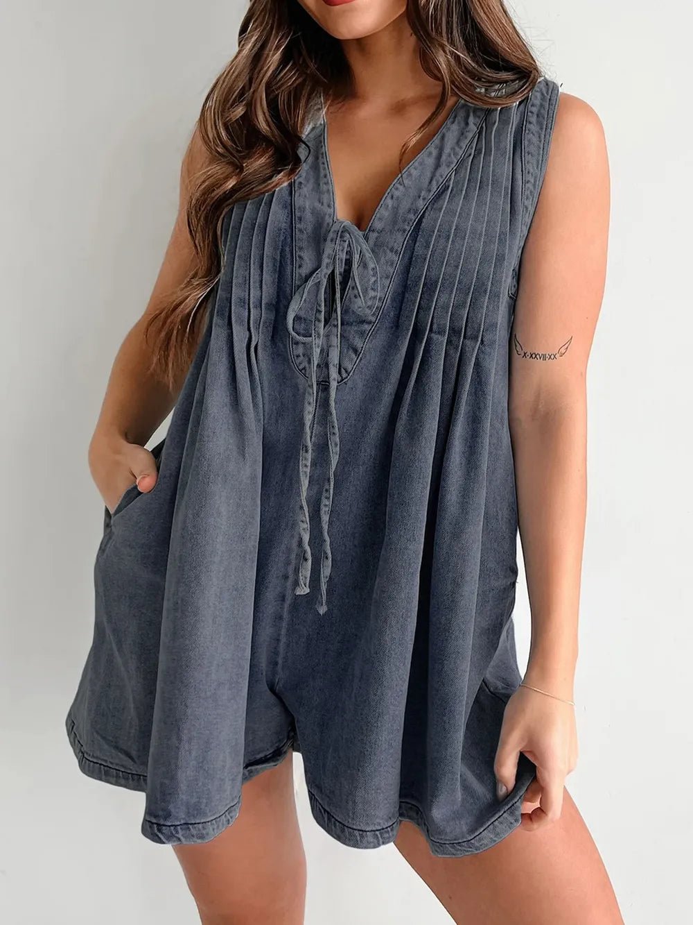 Tied Romper with Pockets - BlissfulBody.Boutique