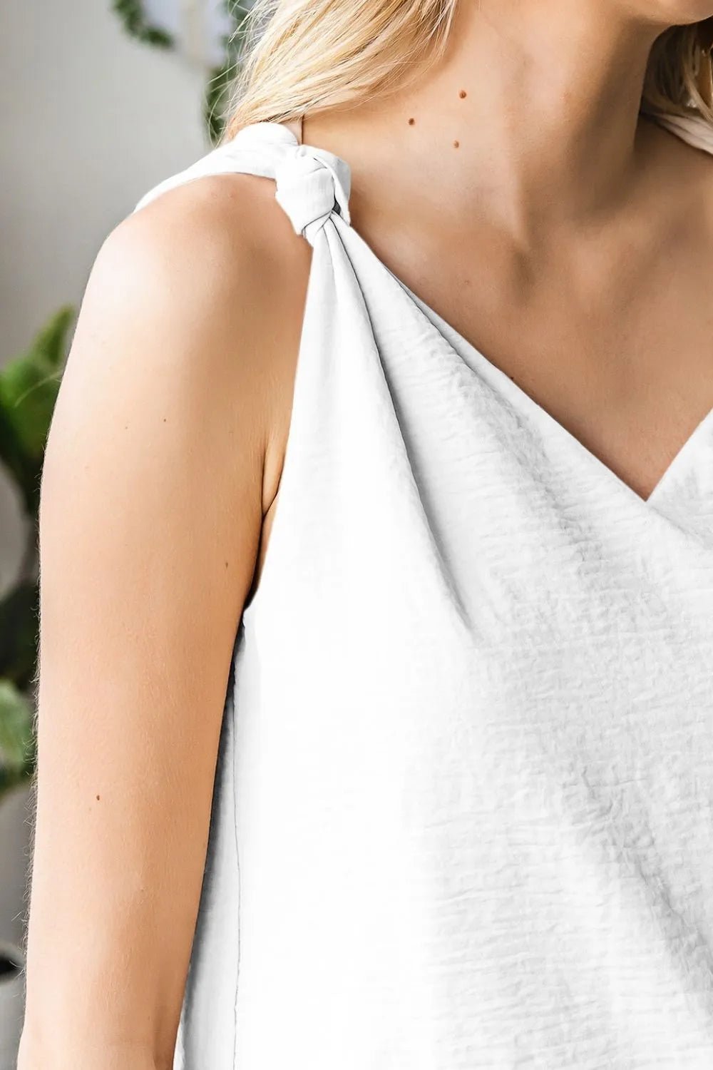 V Neck Knotted Shoulder Vest - BlissfulBody.Boutique