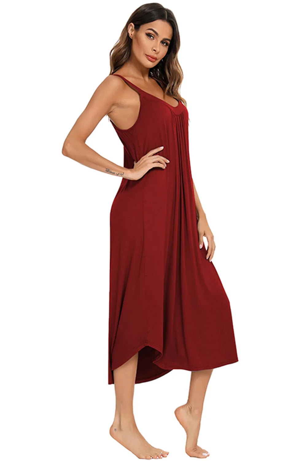 V - Neck Midi Lounge Dress - BlissfulBody.Boutique