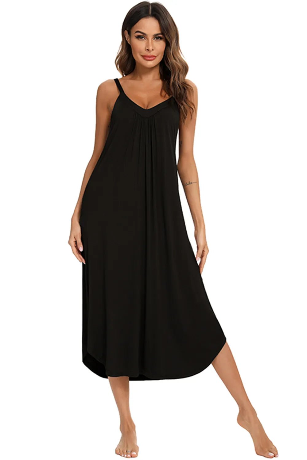 V - Neck Midi Lounge Dress - BlissfulBody.Boutique