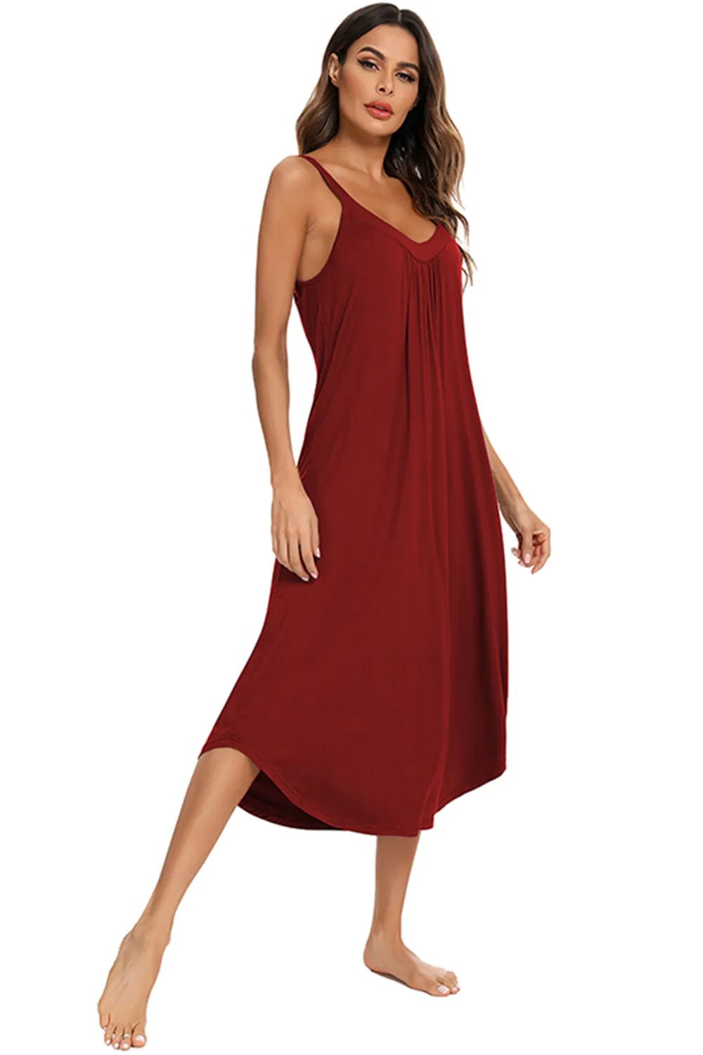 V - Neck Midi Lounge Dress - BlissfulBody.Boutique