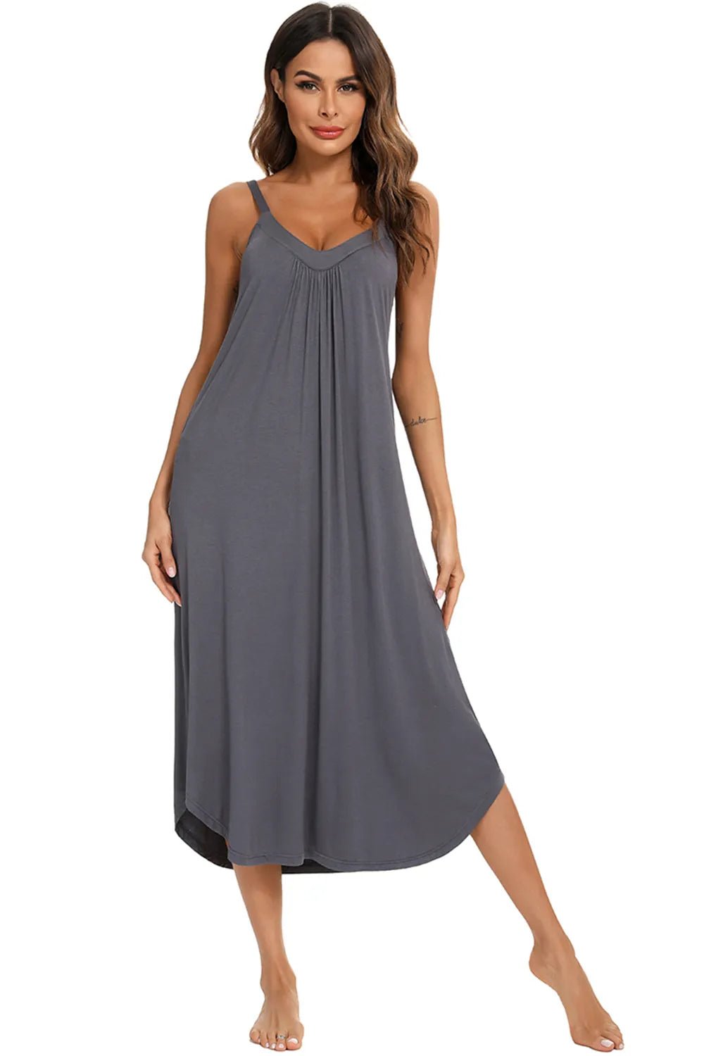 V - Neck Midi Lounge Dress - BlissfulBody.Boutique