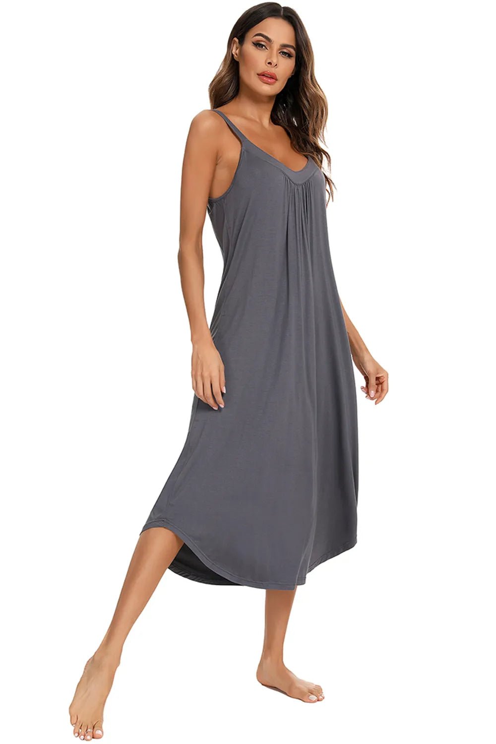 V - Neck Midi Lounge Dress - BlissfulBody.Boutique