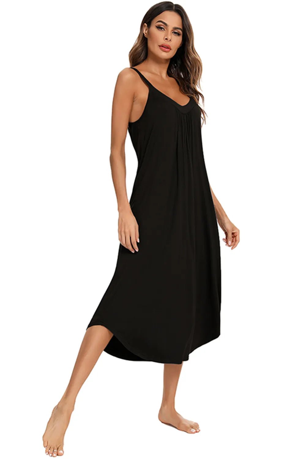 V - Neck Midi Lounge Dress - BlissfulBody.Boutique
