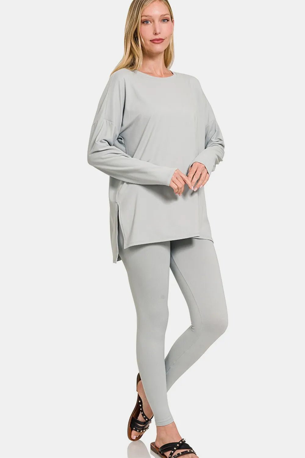 Zenana Full Size Brushed Microfiber Top and Leggings Lounge Set - BlissfulBody.Boutique