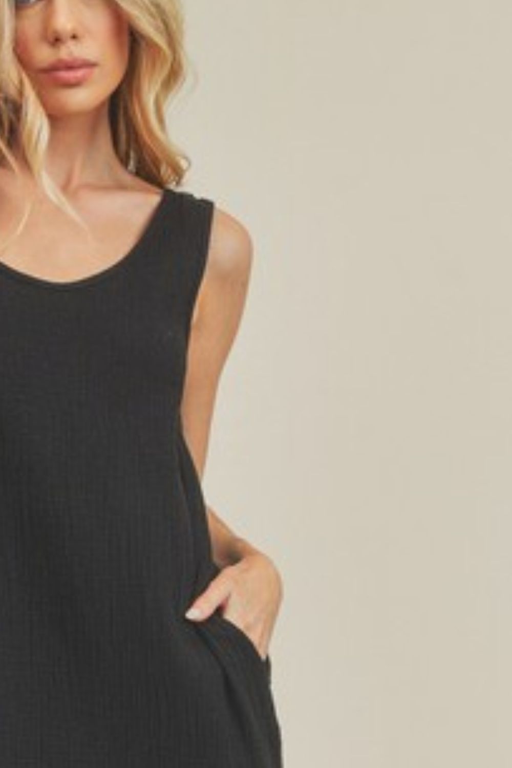 Aemi + Co Round Neck Midi Tank Dress with Pockets - BlissfulBody.Boutique