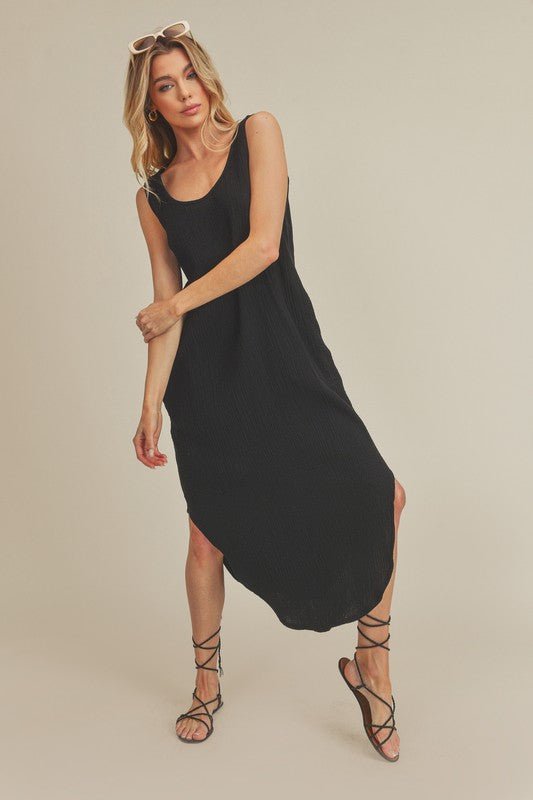 Aemi + Co Round Neck Midi Tank Dress with Pockets - BlissfulBody.Boutique
