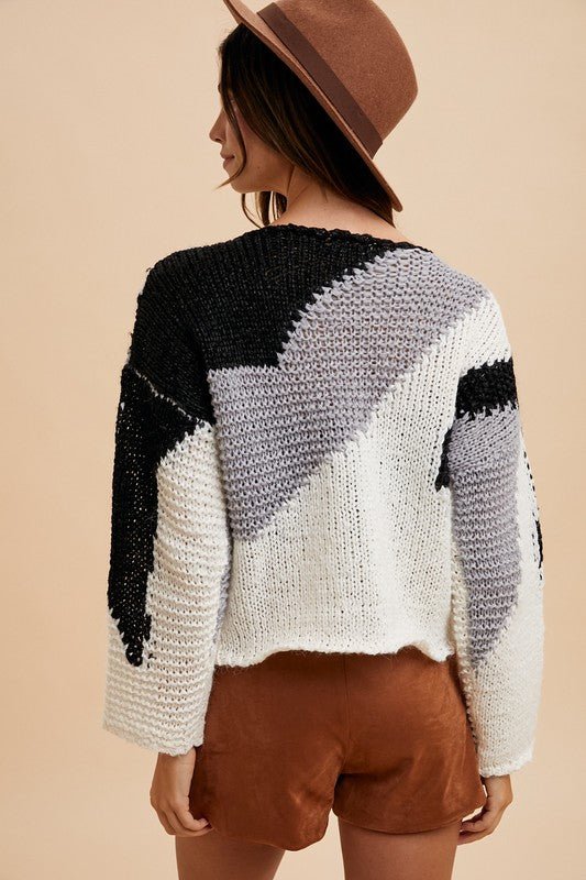 Annie Wear Color Block Drop Shoulder Sweater - BlissfulBody.Boutique