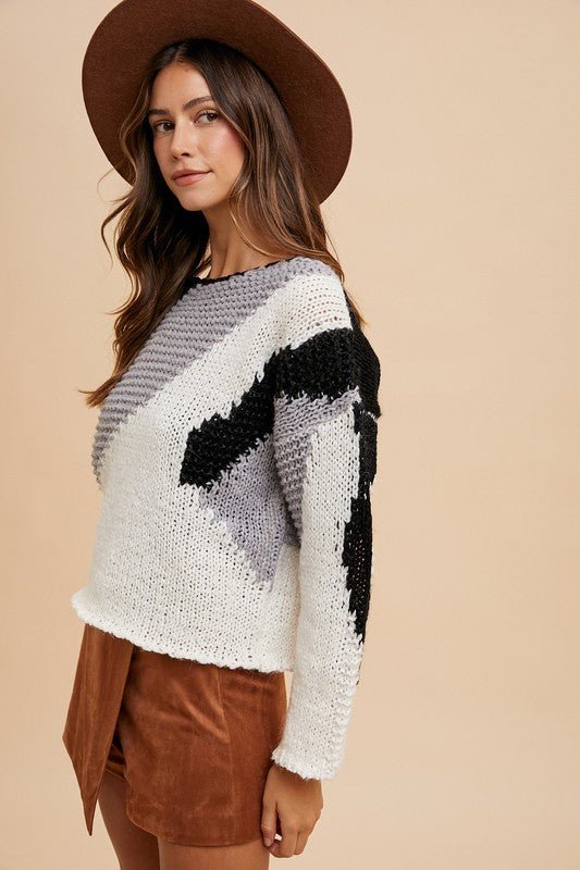 Annie Wear Color Block Drop Shoulder Sweater - BlissfulBody.Boutique
