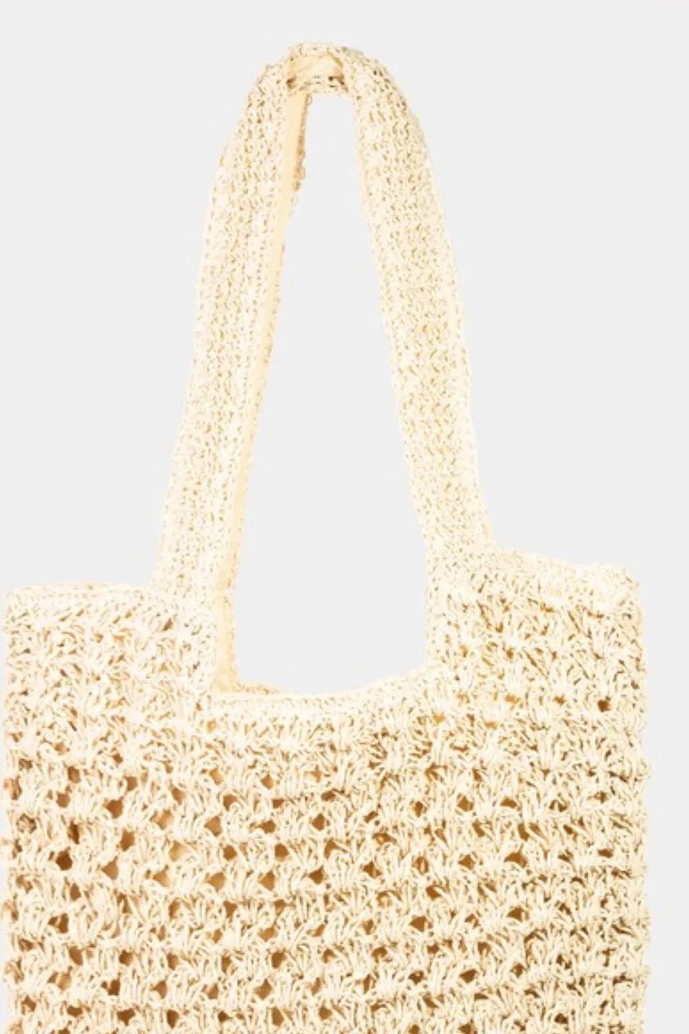 Fame Intricate Straw Knit Tote Bag - BlissfulBody.Boutique