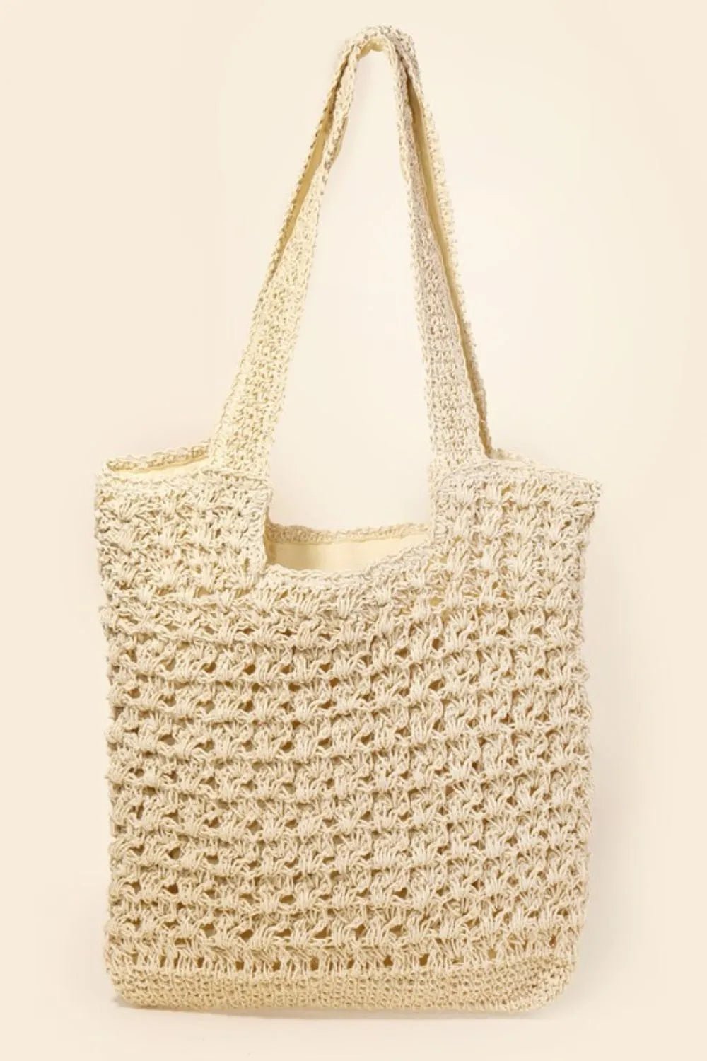 Fame Intricate Straw Knit Tote Bag - BlissfulBody.Boutique